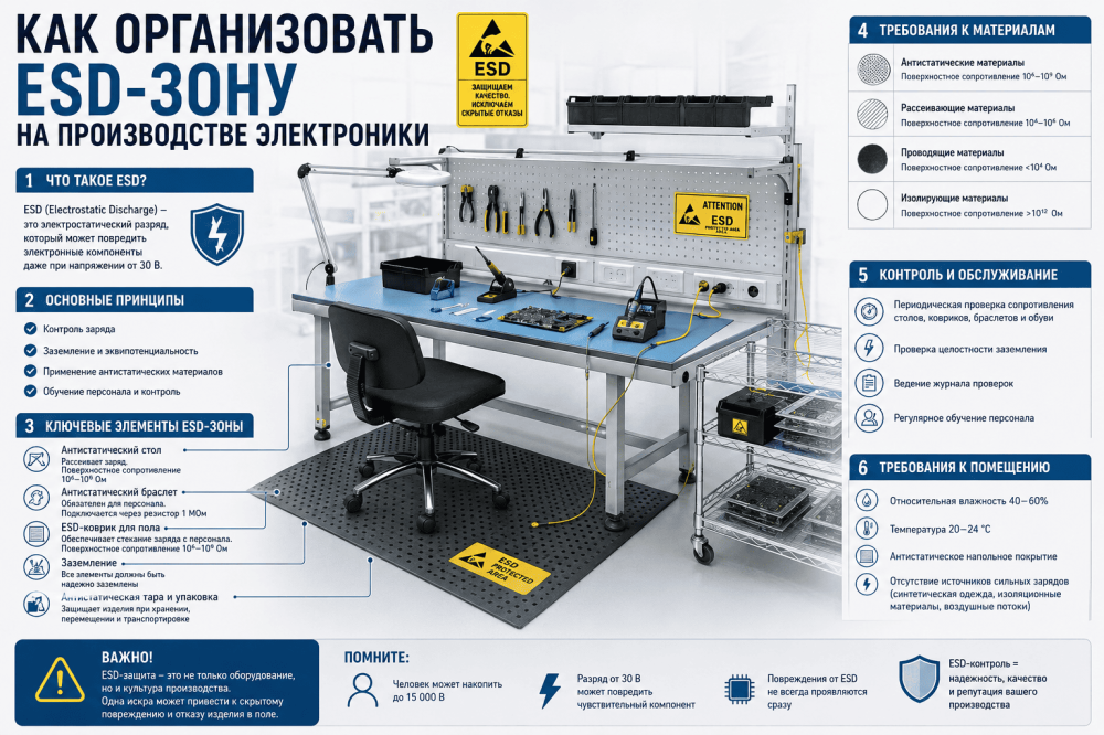 Как организовать ESD-зону на производстве электроники