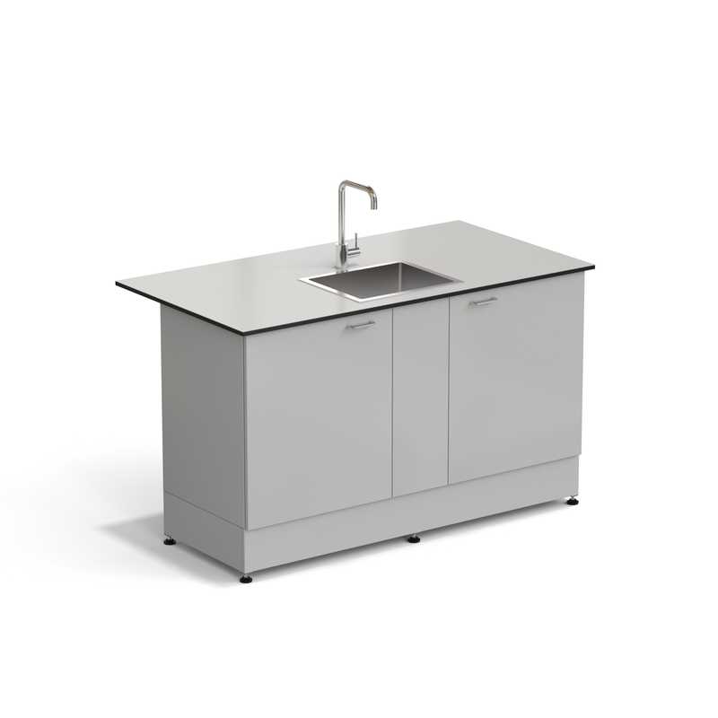 77.0075.10.08 Стол-мойка ЭКРОС 1500х800х900 мм, чаша нержавеющая сталь по центру, раб. поверхность - LABGRADE