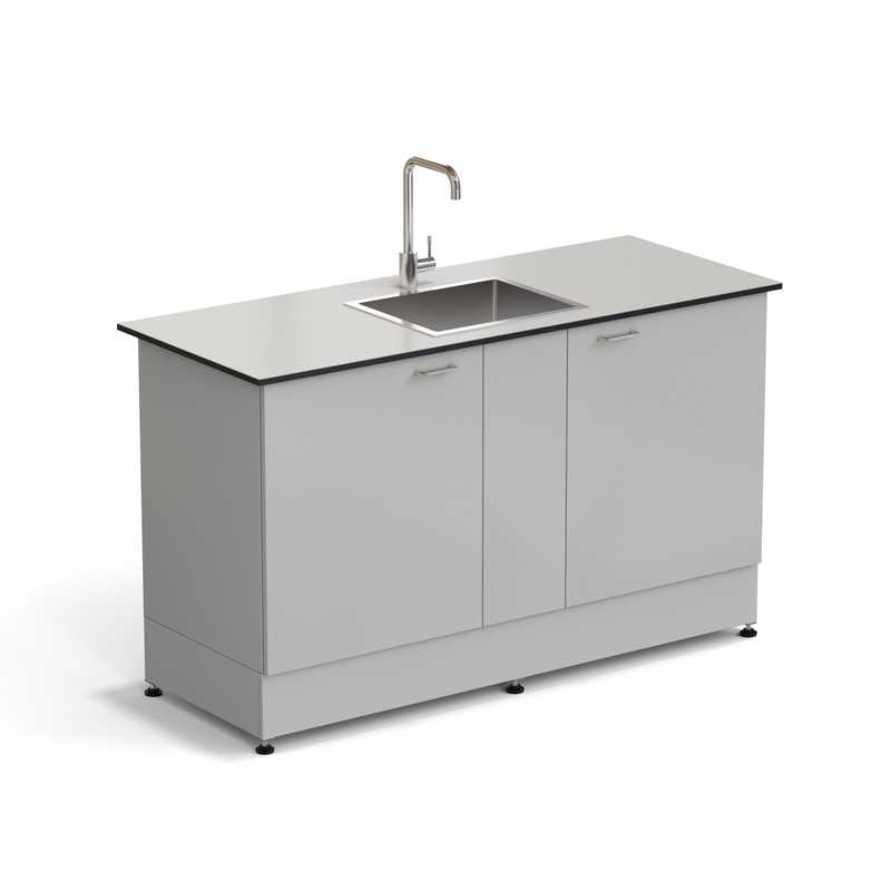 77.0074.10.08 Стол-мойка ЭКРОС 1500х600х900 мм, чаша нержавеющая сталь по центру, раб. поверхность - LABGRADE